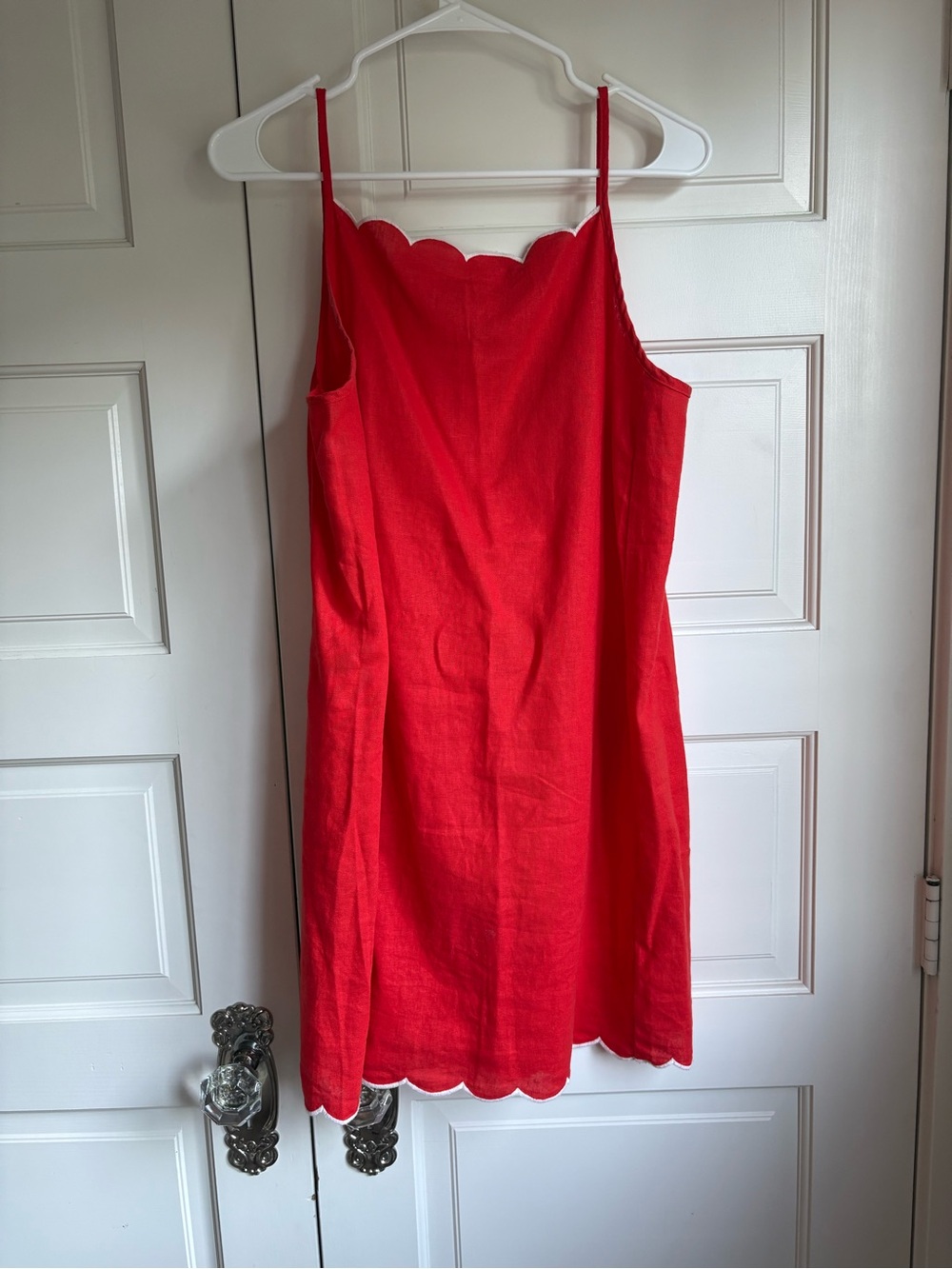 Old Navy Red Scallop-Edge Spaghetti Strap Mini Dress